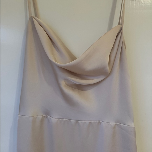 Fame and Partners Champagne draped silk gown